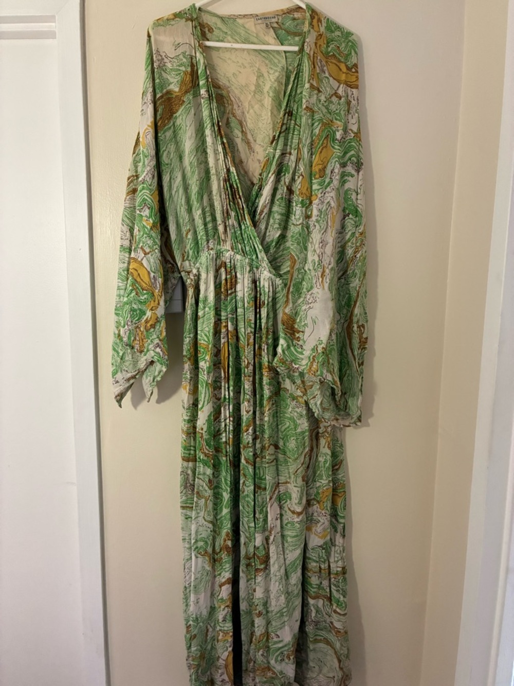 Green Patterned Maxi Wrap Dress